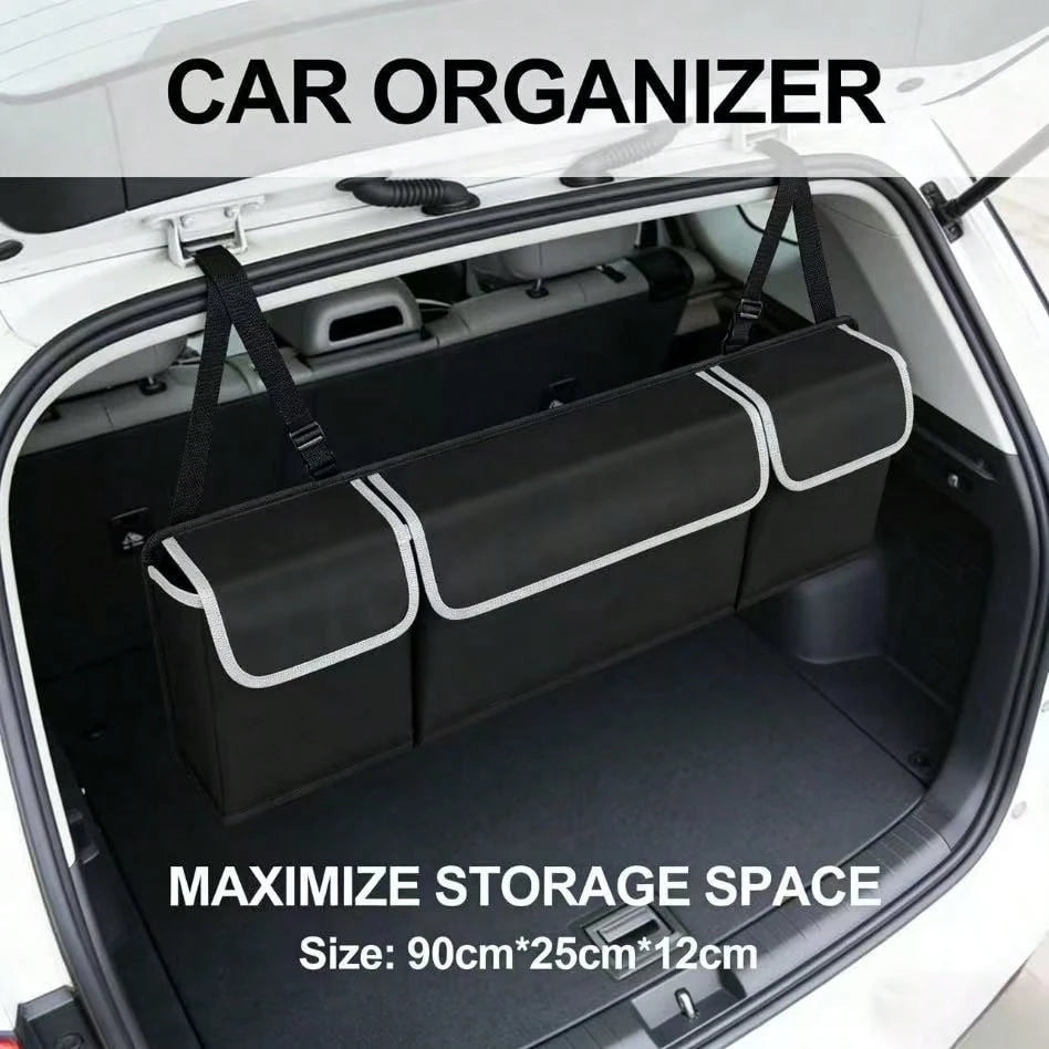 Foldable Car Backseat Organizer, Hanging Trunk Storage Bag With Large Capacity Pockets, Water-Resistant Auto Trunk Organizer For Car, SUV, Minivan, Universal Fit Vehicle Organizer For Trunk
