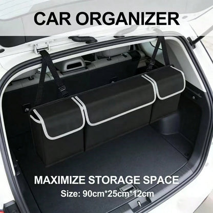 Foldable Car Backseat Organizer, Hanging Trunk Storage Bag With Large Capacity Pockets, Water-Resistant Auto Trunk Organizer For Car, SUV, Minivan, Universal Fit Vehicle Organizer For Trunk
