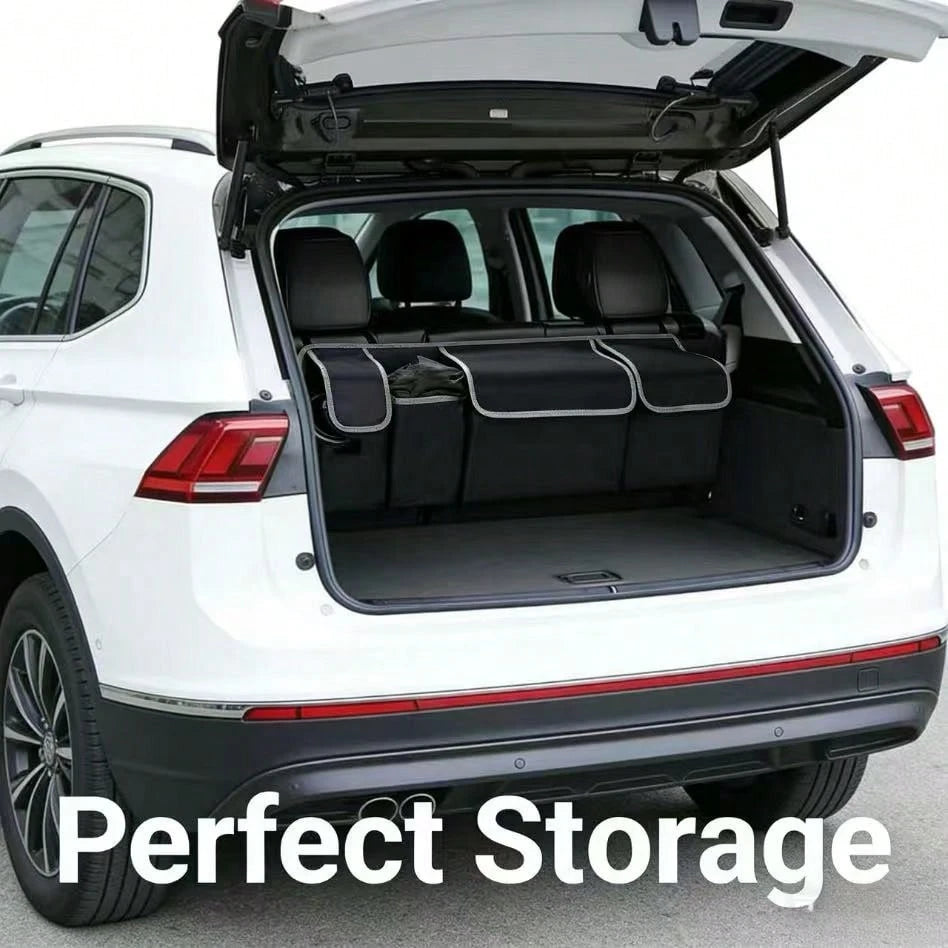 Foldable Car Backseat Organizer, Hanging Trunk Storage Bag With Large Capacity Pockets, Water-Resistant Auto Trunk Organizer For Car, SUV, Minivan, Universal Fit Vehicle Organizer For Trunk