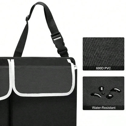 Foldable Car Backseat Organizer, Hanging Trunk Storage Bag With Large Capacity Pockets, Water-Resistant Auto Trunk Organizer For Car, SUV, Minivan, Universal Fit Vehicle Organizer For Trunk