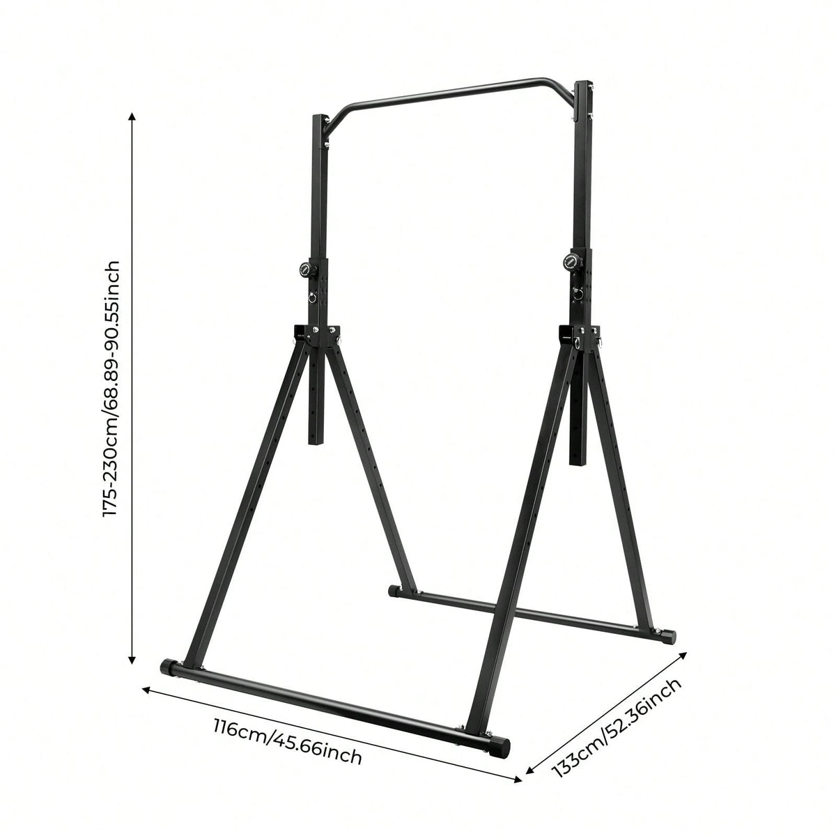 Foldable Free Standing Upper Body Fitness Bar,Black Baking Paint Carbon Steel Freestanding Pull Up Bar, 440LBS Heavy Load, Adjustable 5.74 To 7.55FT Height For Home Gym School Workout Pull Up Leg Rais