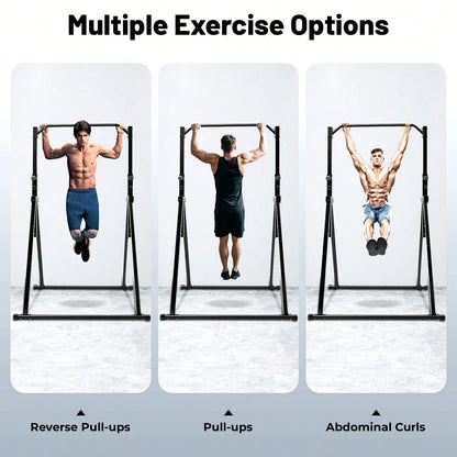 Foldable Free Standing Upper Body Fitness Bar,Black Baking Paint Carbon Steel Freestanding Pull Up Bar, 440LBS Heavy Load, Adjustable 5.74 To 7.55FT Height For Home Gym School Workout Pull Up Leg Rais