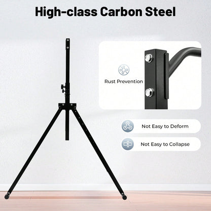 Foldable Free Standing Upper Body Fitness Bar,Black Baking Paint Carbon Steel Freestanding Pull Up Bar, 440LBS Heavy Load, Adjustable 5.74 To 7.55FT Height For Home Gym School Workout Pull Up Leg Rais