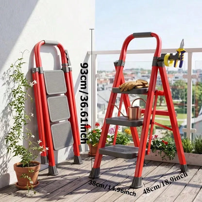 Folding Ladder, 3/4/5-Step Ladder, With A Weight Capacity Of 490 Lbs, Anti-Slip Wide Pedals With Safety Locks, Rust-Resistant Material, Suitable For Home, Garage, Outdoor, And Industrial Use