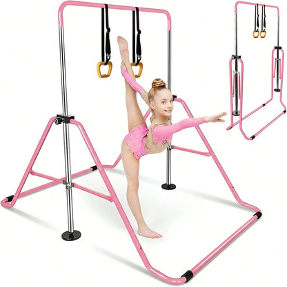 Folding Telescopic Gymnastics Bar Height-Adjustable Gymnastics Horizontal Bar Fitness Climbing Tower Home Gym Frame