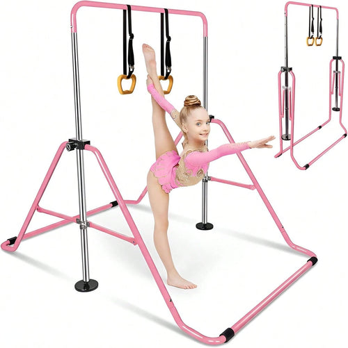 Folding Telescopic Gymnastics Bar Height-Adjustable Gymnastics Horizontal Bar Fitness Climbing Tower Home Gym Frame