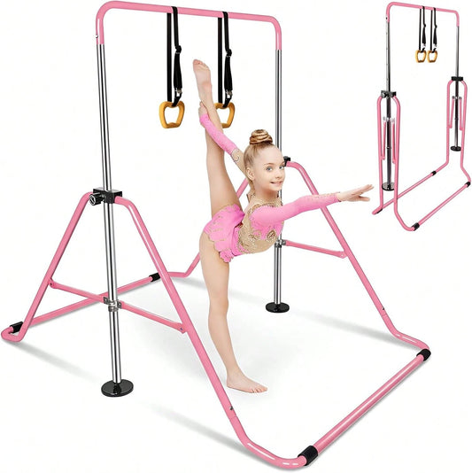 Folding Telescopic Gymnastics Bar Height-Adjustable Gymnastics Horizontal Bar Fitness Climbing Tower Home Gym Frame