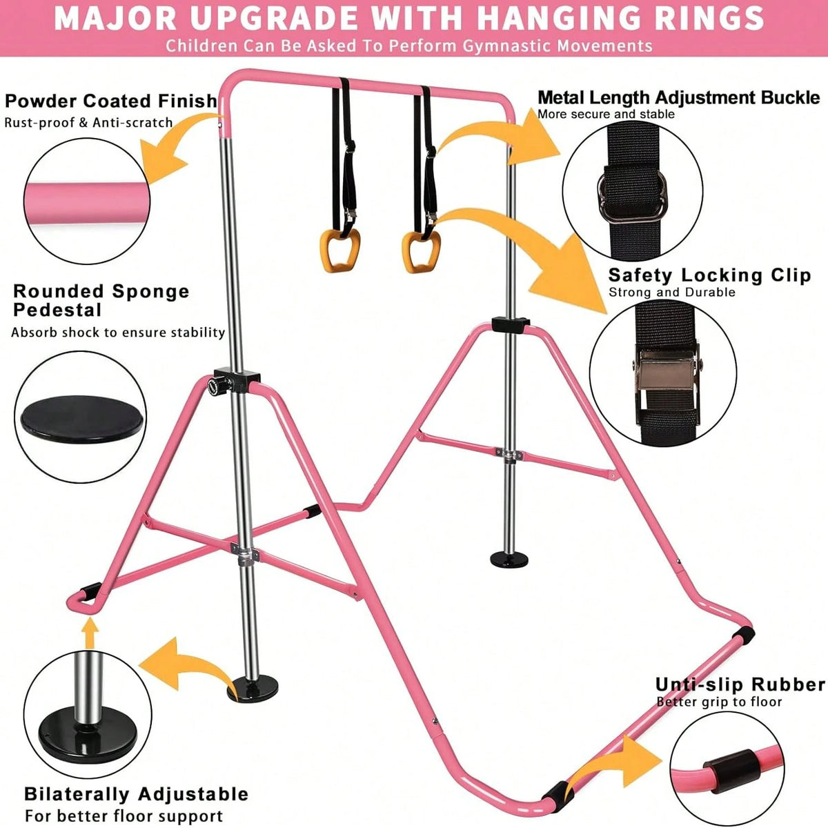 Folding Telescopic Gymnastics Bar Height-Adjustable Gymnastics Horizontal Bar Fitness Climbing Tower Home Gym Frame