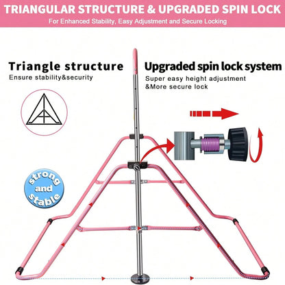 Folding Telescopic Gymnastics Bar Height-Adjustable Gymnastics Horizontal Bar Fitness Climbing Tower Home Gym Frame