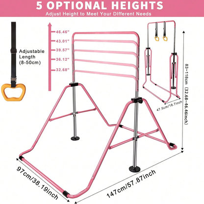 Folding Telescopic Gymnastics Bar Height-Adjustable Gymnastics Horizontal Bar Fitness Climbing Tower Home Gym Frame