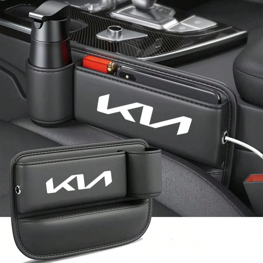 For KIA Car Accessories Car Seat Gap Water Cup Holder Leather Crevice Side Storage Box