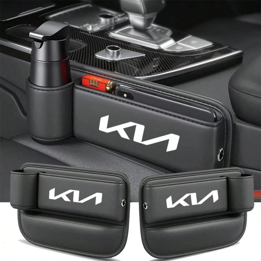 For KIA Car Accessories Car Seat Gap Water Cup Holder Leather Crevice Side Storage Box