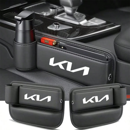 For KIA Car Accessories Car Seat Gap Water Cup Holder Leather Crevice Side Storage Box