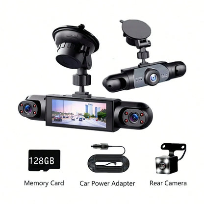 Four-Camera Car Dash Cam- 1080P Front, 720P Front And Rear, Full Car Loop Recording, Supports HD Night Vision, Wide Dynamic Imaging Technology, Reversing Image, A Common Accessory Gift For Driving