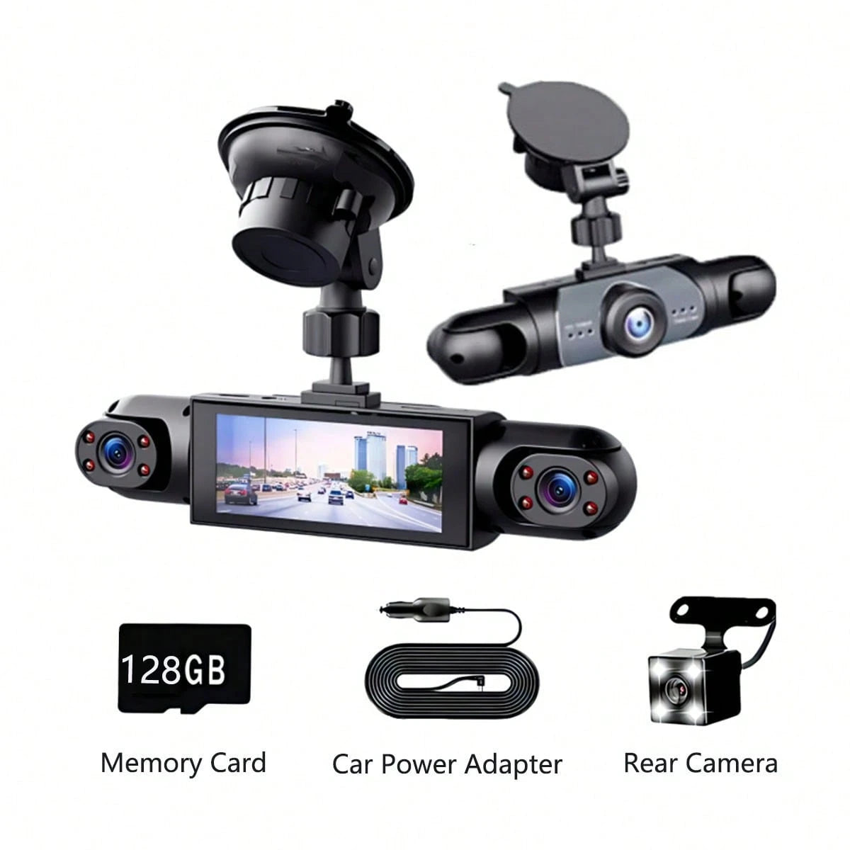 Four-Camera Car Dash Cam- 1080P Front, 720P Front And Rear, Full Car Loop Recording, Supports HD Night Vision, Wide Dynamic Imaging Technology, Reversing Image, A Common Accessory Gift For Driving