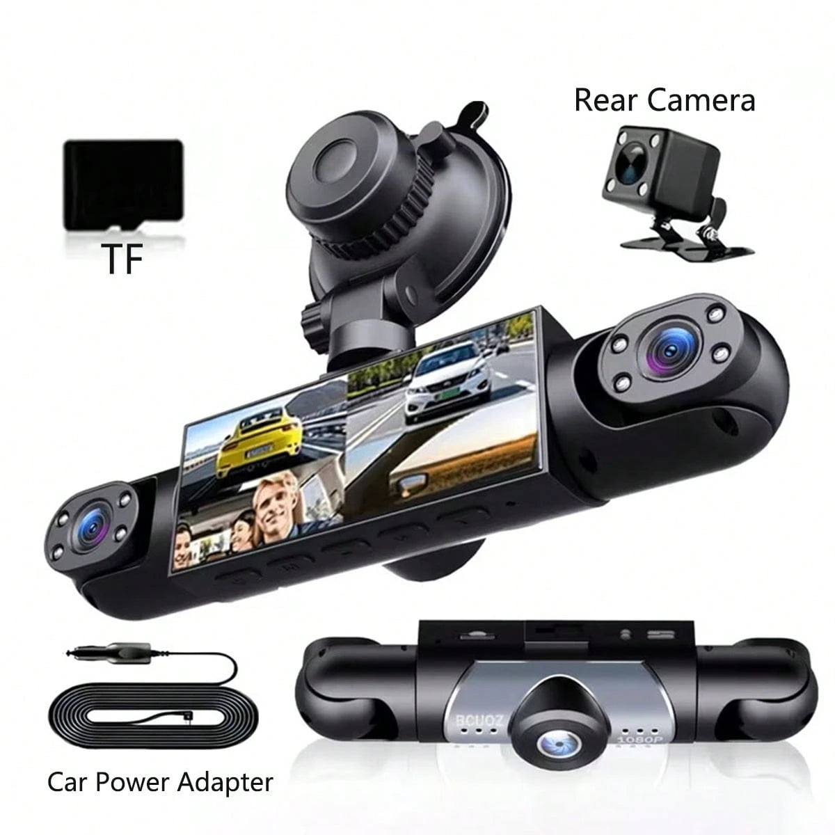 Four-Camera Car Dash Cam- 1080P Front, 720P Front And Rear, Full Car Loop Recording, Supports HD Night Vision, Wide Dynamic Imaging Technology, Reversing Image, A Common Accessory Gift For Driving