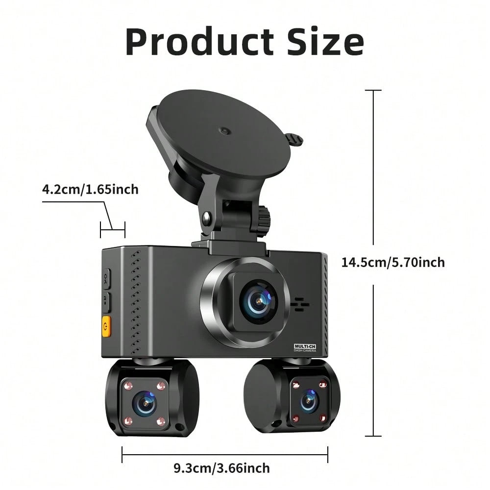 FOXGOD 4 Channels Dash Camera With 5G Wifi, 3.6 Inch Touch IPS Screen,, 4*1080P Wide Angle Lens, Loop Recording And G-Sensor, Support GPS, Voice Recording, Free 64G Memory Card, APP Download