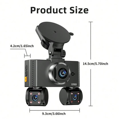 FOXGOD 4 Channels Dash Camera With 5G Wifi, 3.6 Inch Touch IPS Screen,, 4*1080P Wide Angle Lens, Loop Recording And G-Sensor, Support GPS, Voice Recording, Free 64G Memory Card, APP Download