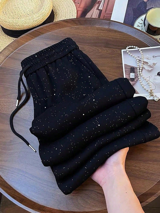 Franclia Starry Sky Elastic Waist Loose Straight Wide Leg Pants Fall Cloth For Women
