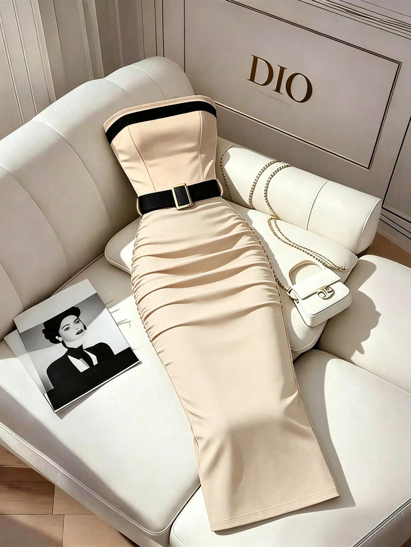 Franclia Women's Black And White Contrast Strapless Bodycon Dress,Elegant Summer Party Outfit,Formal Office Work Wear,Graduation Vacation Color Block Dress