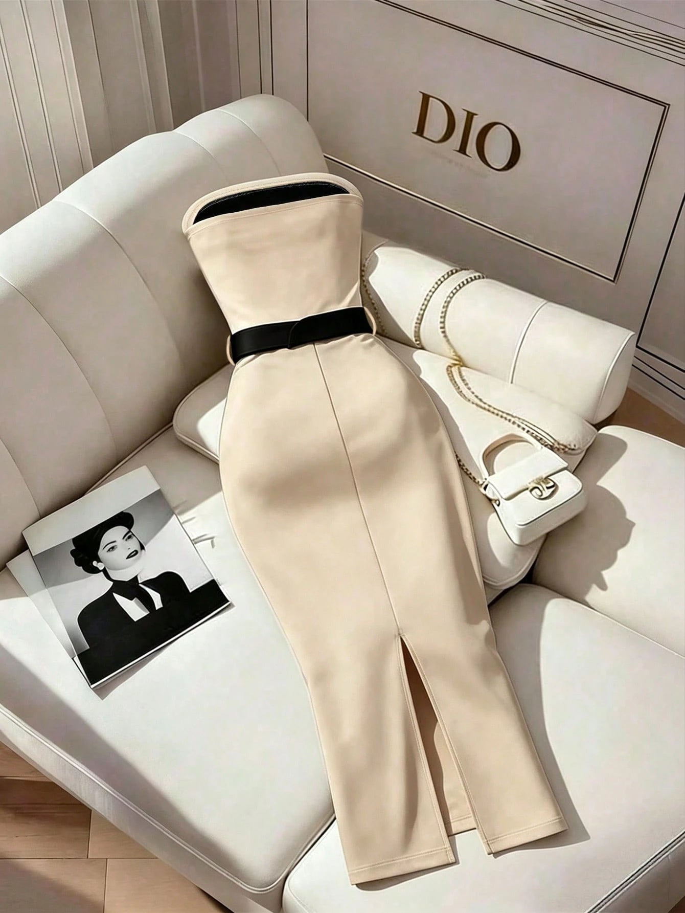 Franclia Women's Black And White Contrast Strapless Bodycon Dress,Elegant Summer Party Outfit,Formal Office Work Wear,Graduation Vacation Color Block Dress