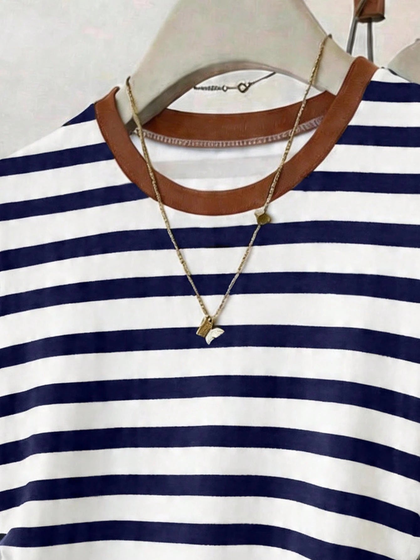 Franclia Women's Striped Round Neck Short Sleeve T-Shirt, Suitable For Back To School Season, Teacher's Day
