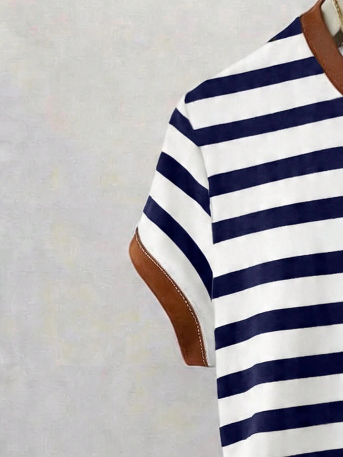 Franclia Women's Striped Round Neck Short Sleeve T-Shirt, Suitable For Back To School Season, Teacher's Day