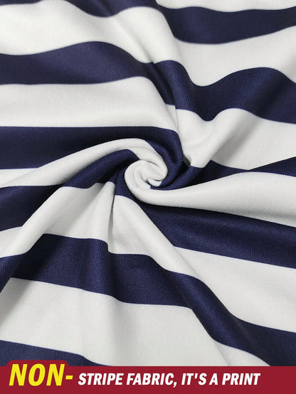 Franclia Women's Striped Round Neck Short Sleeve T-Shirt, Suitable For Back To School Season, Teacher's Day