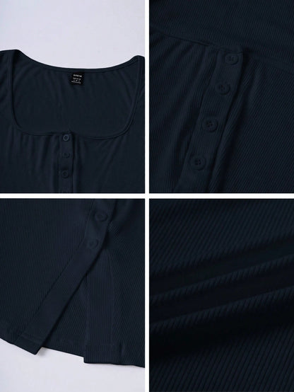 French Square Neck Sleeveless Cropped Knit Camisole, Open Slit Design, Skinny Fit Chic Top For Summer