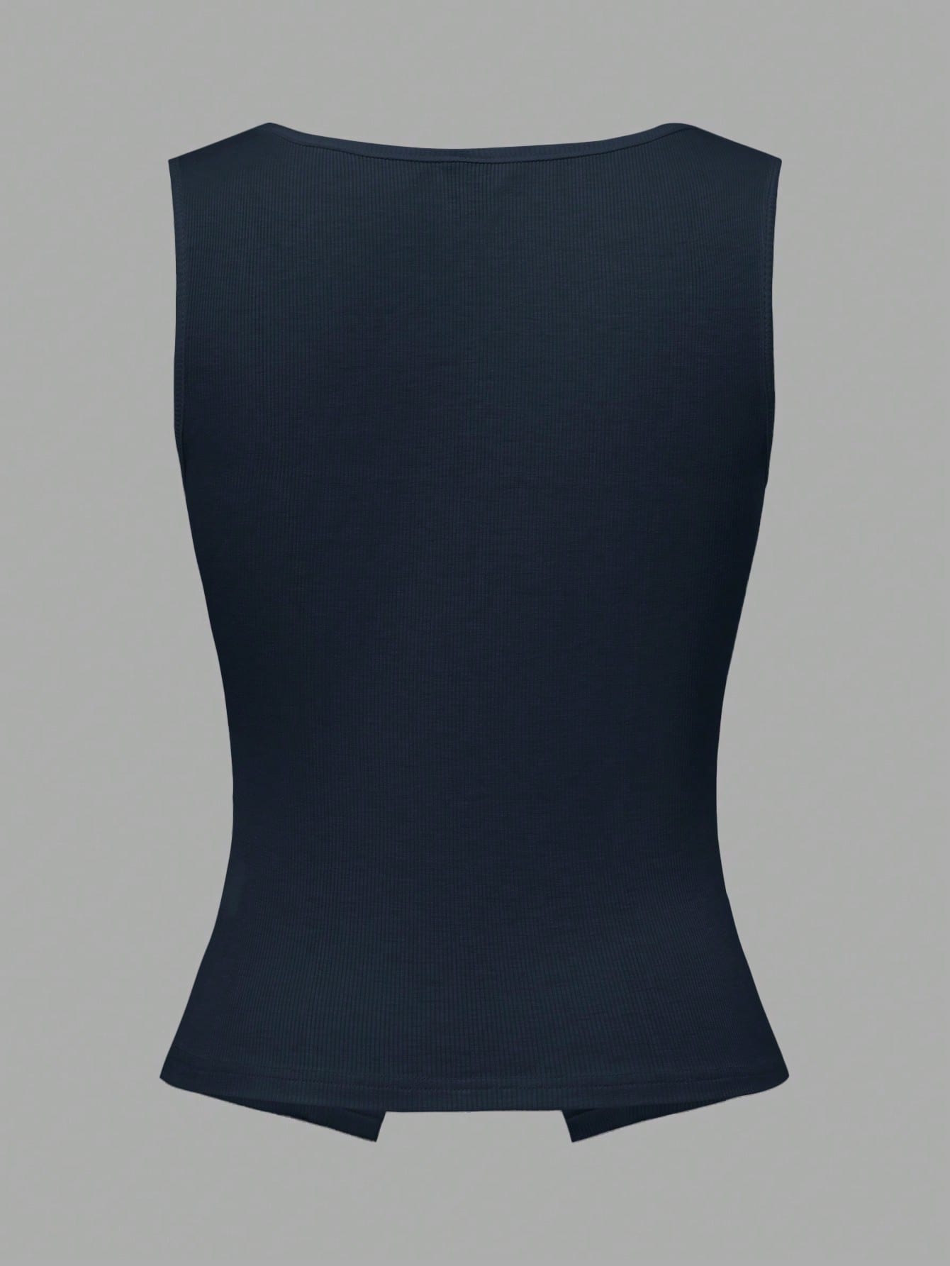 French Square Neck Sleeveless Cropped Knit Camisole, Open Slit Design, Skinny Fit Chic Top For Summer