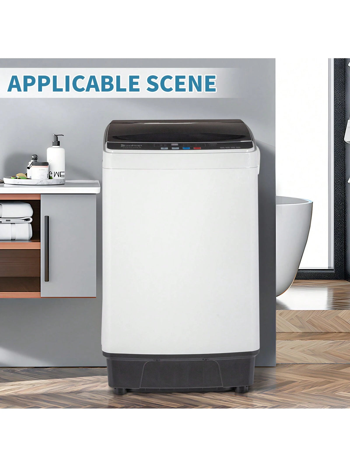 Full-Automatic Washing Machine Top Load Portable Compact Laundry Washer Spin With Drain Pump,10 Programs 8 Water Level Selections With LED Display 17.6 Lbs Capacity, Black