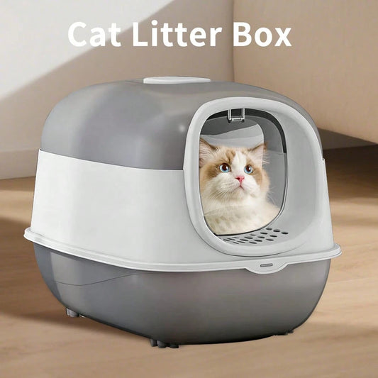 Fully Enclosed Cat Litter Box With Front Door & Anti-Tracking Step, Odor-Locking & Easy Clean Design For Large Cats & Multi-Cat Households, Ideal For Home Living Rooms & Pet Corners
