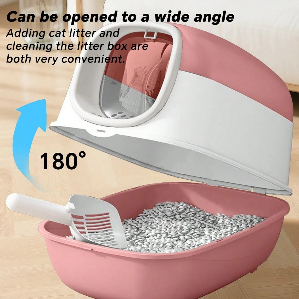 Fully Enclosed Cat Litter Box With Front Door & Anti-Tracking Step, Odor-Locking & Easy Clean Design For Large Cats & Multi-Cat Households, Ideal For Home Living Rooms & Pet Corners