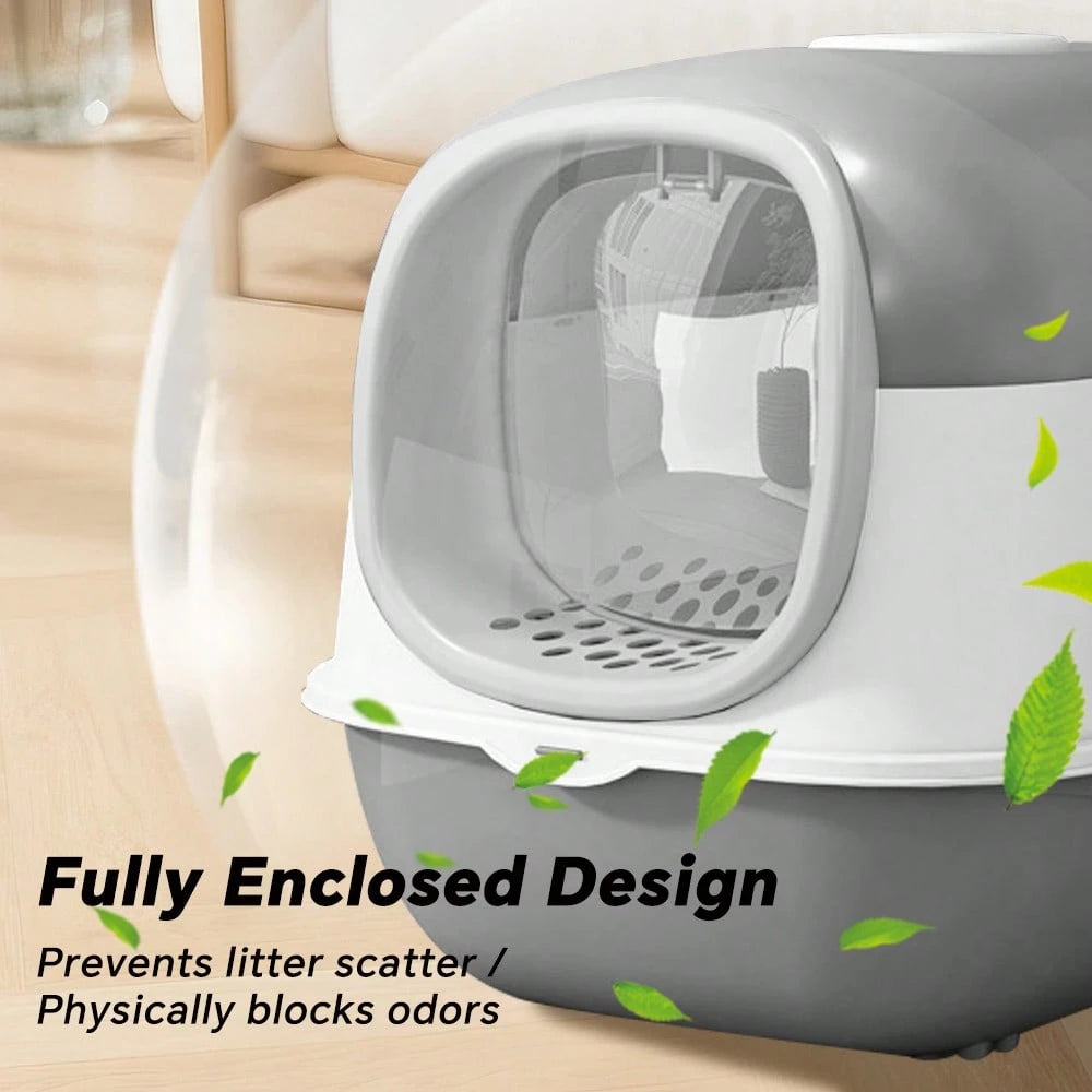 Fully Enclosed Cat Litter Box With Front Door & Anti-Tracking Step, Odor-Locking & Easy Clean Design For Large Cats & Multi-Cat Households, Ideal For Home Living Rooms & Pet Corners