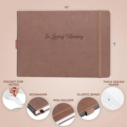 Funeral Guest Book For Memorial & Funeral Services – In Loving Memory Guest Sign In Book For Funerals – 738 Guest Entries With Name & Address, 129 Pages, Hardcover, 10x7″ (Dark Terracotta)
