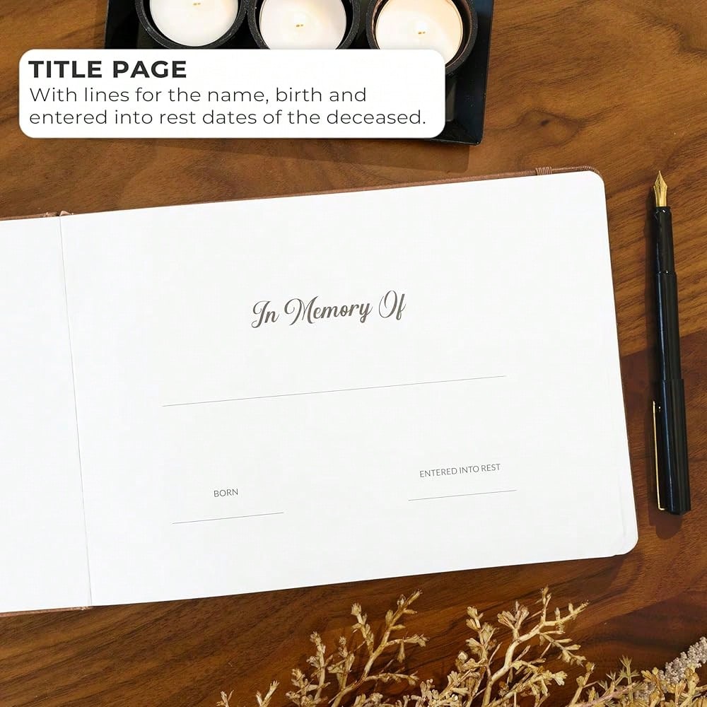 Funeral Guest Book For Memorial & Funeral Services – In Loving Memory Guest Sign In Book For Funerals – 738 Guest Entries With Name & Address, 129 Pages, Hardcover, 10x7″ (Dark Terracotta)