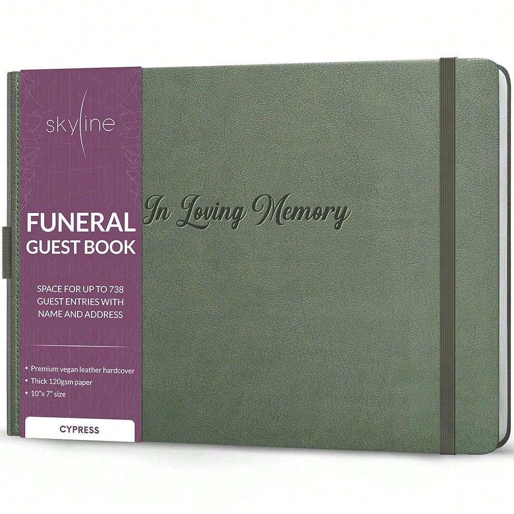 Funeral Guest Book For Memorial & Funeral Services – In Loving Memory Guest Sign In Book For Funerals – 738 Guest Entries With Name & Address, 129 Pages, Hardcover, 10x7″ (Dark Terracotta)