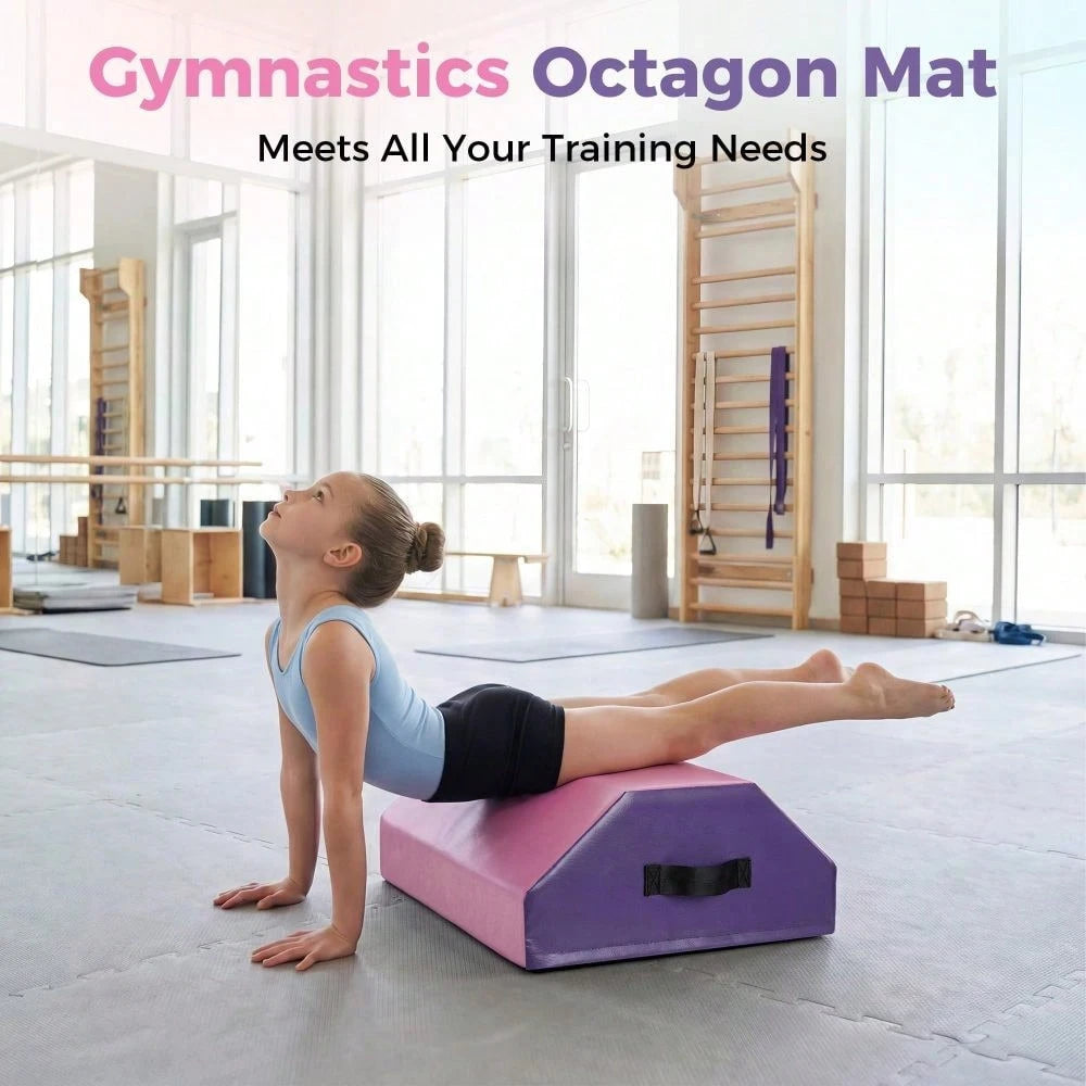 Gaderth Detachable Octagon Gymnastics Mat, Home Tumbling Mat, Skill Shape Tumbling Backbend Trainer Exercise Mat, With High-Density Foam & Waterproof Cover, For Gym Cheerleading, Martial Art, 17"X17"X