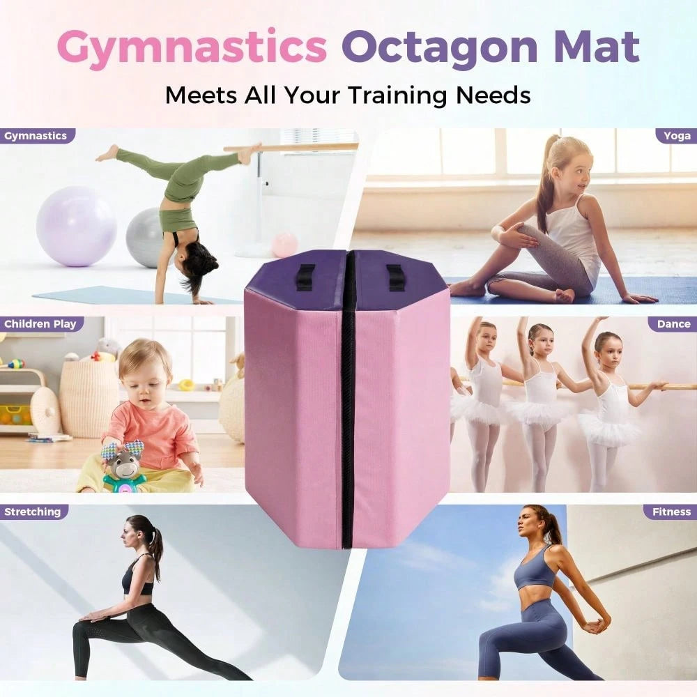Gaderth Detachable Octagon Gymnastics Mat, Home Tumbling Mat, Skill Shape Tumbling Backbend Trainer Exercise Mat, With High-Density Foam & Waterproof Cover, For Gym Cheerleading, Martial Art, 17"X17"X