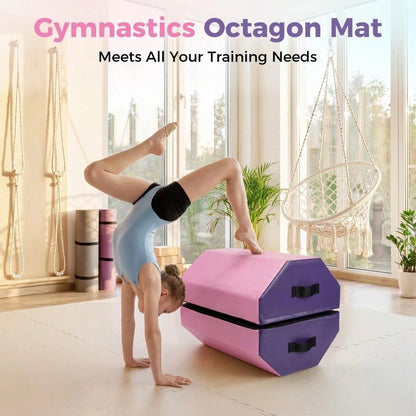 Gaderth Detachable Octagon Gymnastics Mat, Home Tumbling Mat, Skill Shape Tumbling Backbend Trainer Exercise Mat, With High-Density Foam & Waterproof Cover, For Gym Cheerleading, Martial Art, 17"X17"X