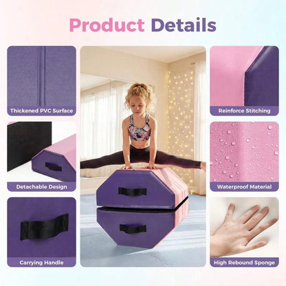Gaderth Detachable Octagon Gymnastics Mat, Home Tumbling Mat, Skill Shape Tumbling Backbend Trainer Exercise Mat, With High-Density Foam & Waterproof Cover, For Gym Cheerleading, Martial Art, 17"X17"X