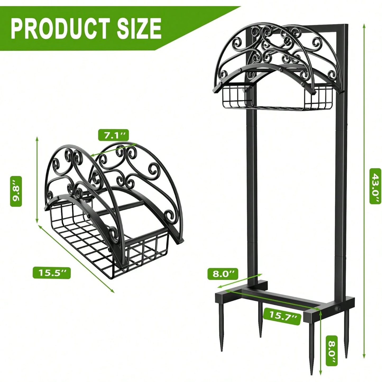 Garden Hose Holder- Upgraded Water Hose Holder Stand With Storage Basket Holds 151ft, Heavy Duty Freestanding Garden Hose Hanger Storage Rack For Outside Yard Lawn Farm