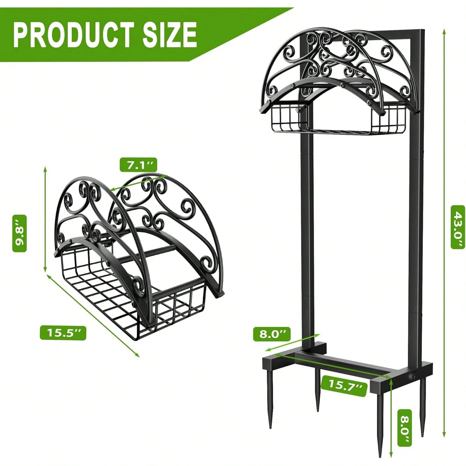 Garden Hose Holder- Upgraded Water Hose Holder Stand With Storage Basket Holds 151ft, Heavy Duty Freestanding Garden Hose Hanger Storage Rack For Outside Yard Lawn Farm
