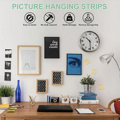 GdBaijiBailihe Picture Hanging Strips Heavy Duty, Removable Adhesive Poster Strips For Frame Mounting Strips Without Nails, Damage Free Hanging Poster Hangers For Classroom, Dorm, Apartment Essentials