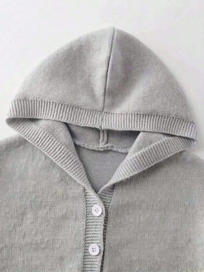 Genkimix Kids Girls' Fashion Casual Fresh Short Solid Color Autumn/Winter Hooded Knit Cardigan Sweater
