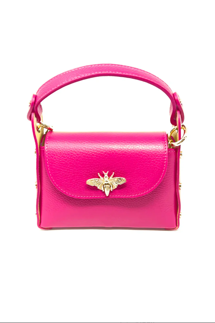 German Fuentes Genuine Italian Leather Bumblebee Mini Bag Fuschia