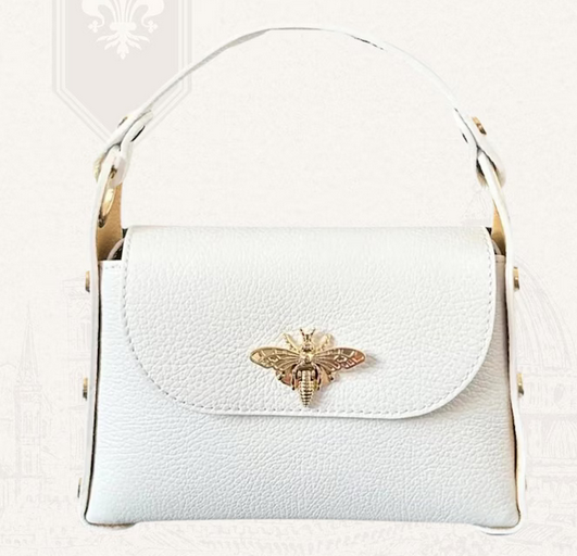 German Fuentes Genuine Italian Leather Bumblebee Mini Bag White