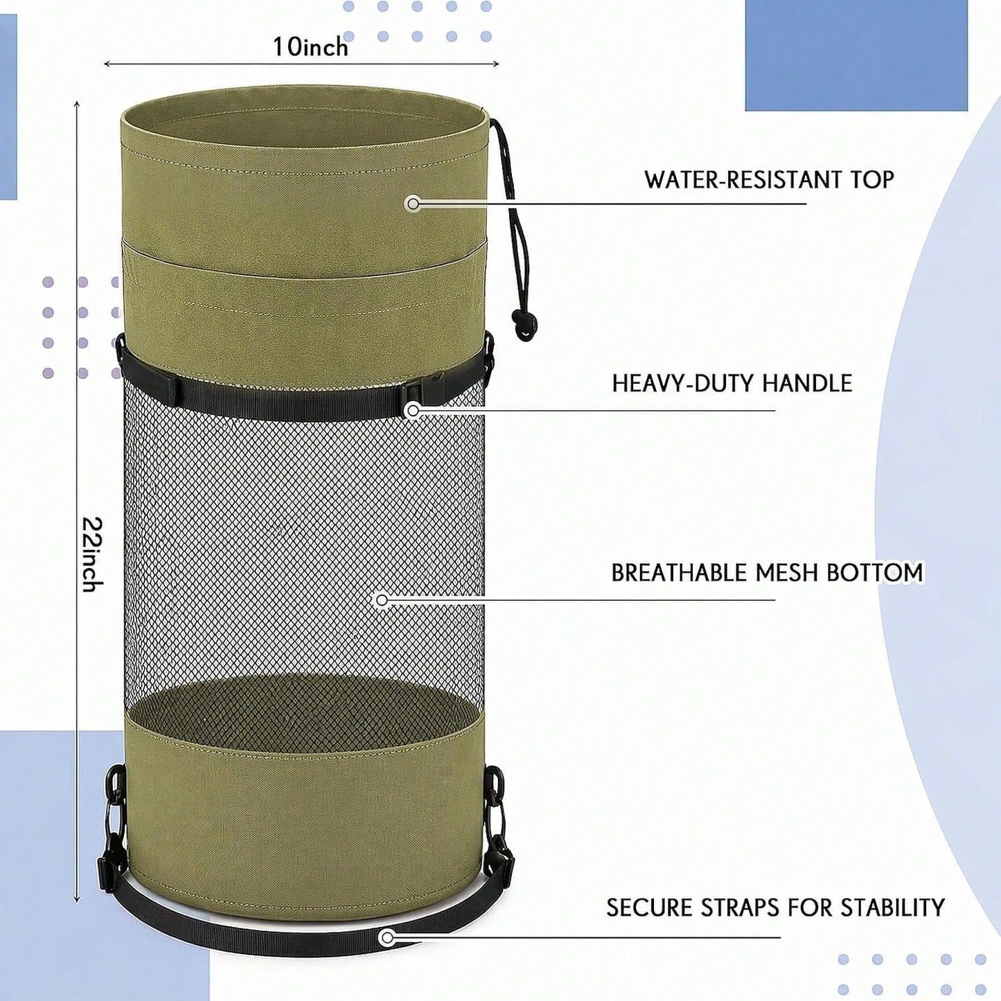 Gersoniel Portable Boat Trash Bags Boat Accessories Container Outdoor Medium Hoop Mesh Trash Bags Reusable Garbage Container Cabin Storage For Men