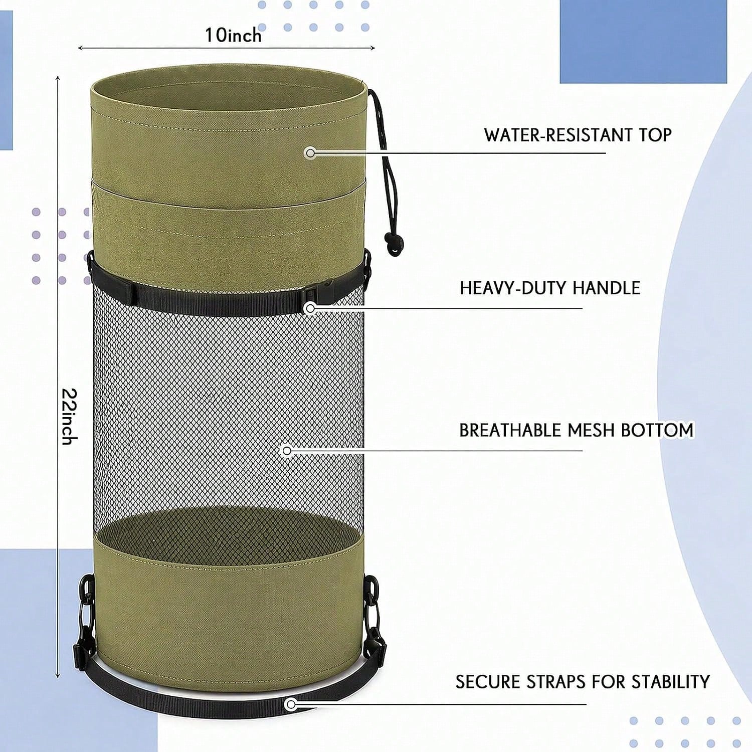 Gersoniel Portable Boat Trash Bags Boat Accessories Container Outdoor Medium Hoop Mesh Trash Bags Reusable Garbage Container Cabin Storage For Men