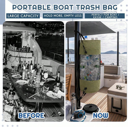 Gersoniel Portable Boat Trash Bags Boat Accessories Container Outdoor Medium Hoop Mesh Trash Bags Reusable Garbage Container Cabin Storage For Men
